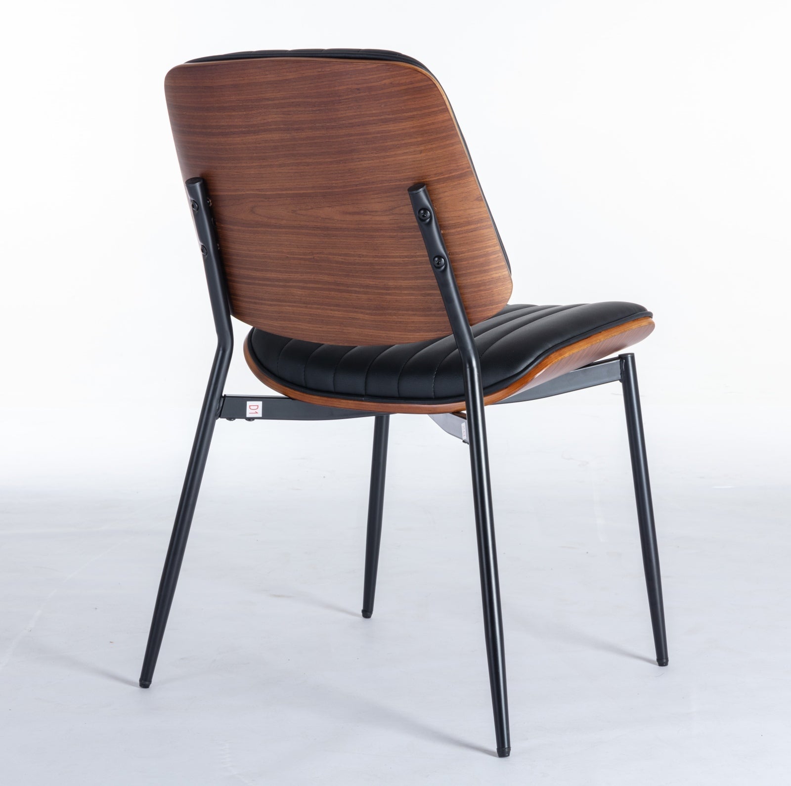 Mid Century Modern Retro Faux Leather Dining Chairs with Walnut Bentwood (Set of 2)