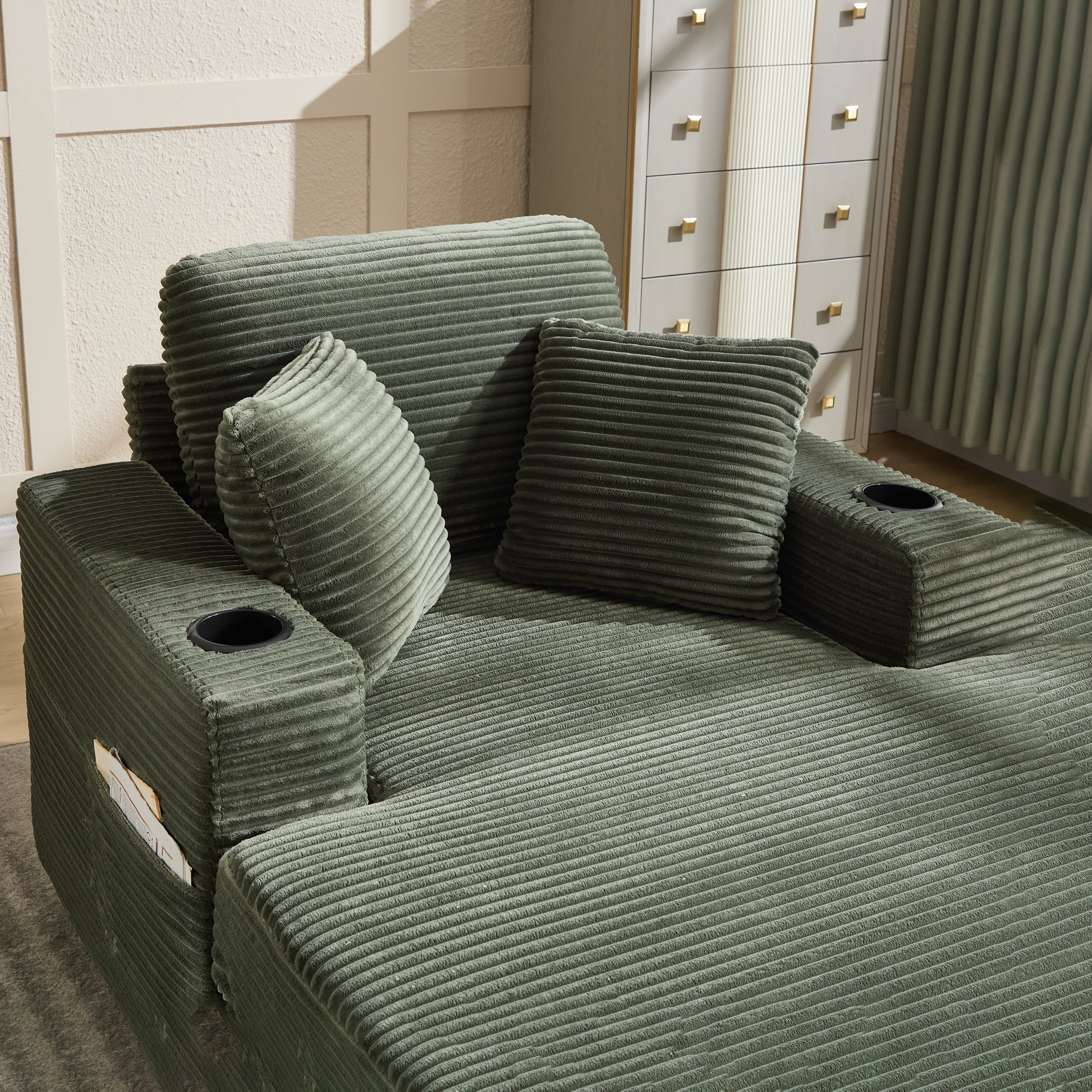 Corduroy Upholstered Chaise Lounge Sofa