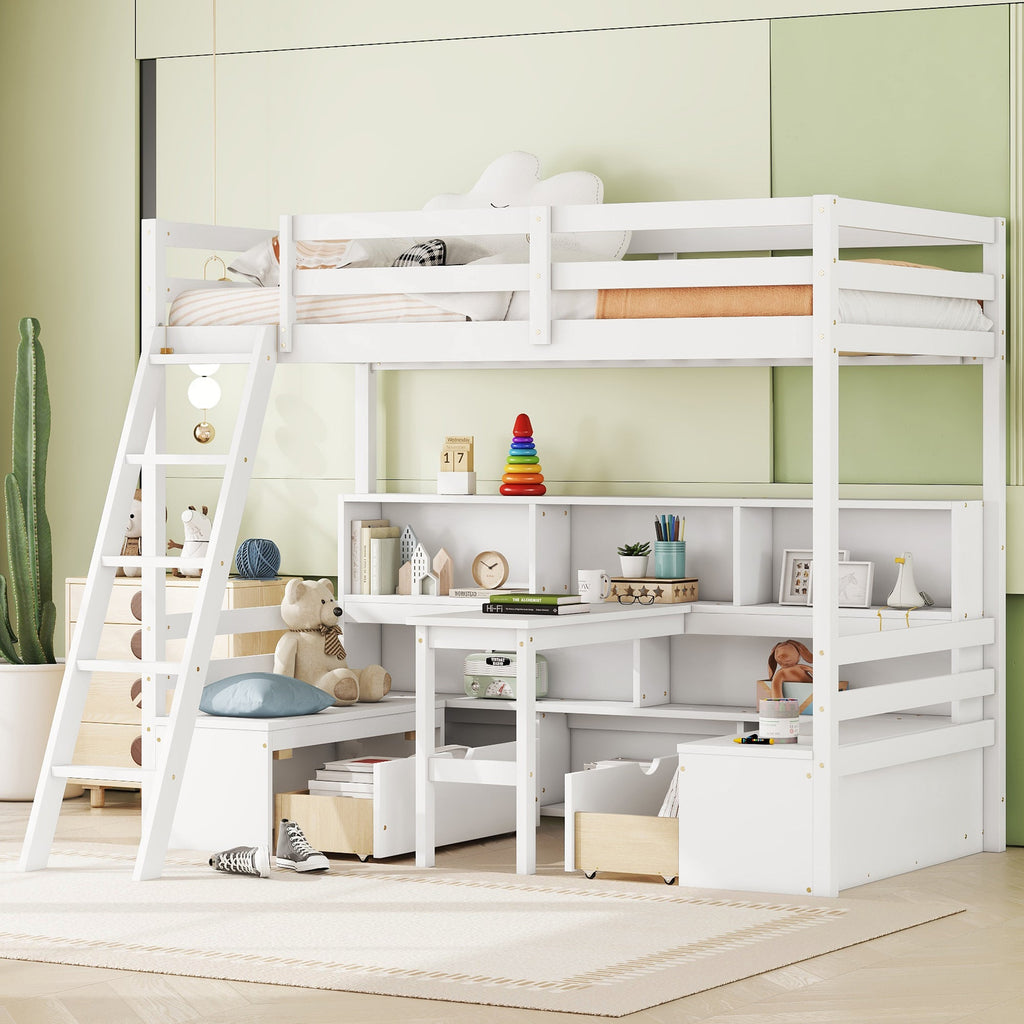 Twin Loft Bed with Storage Shelves