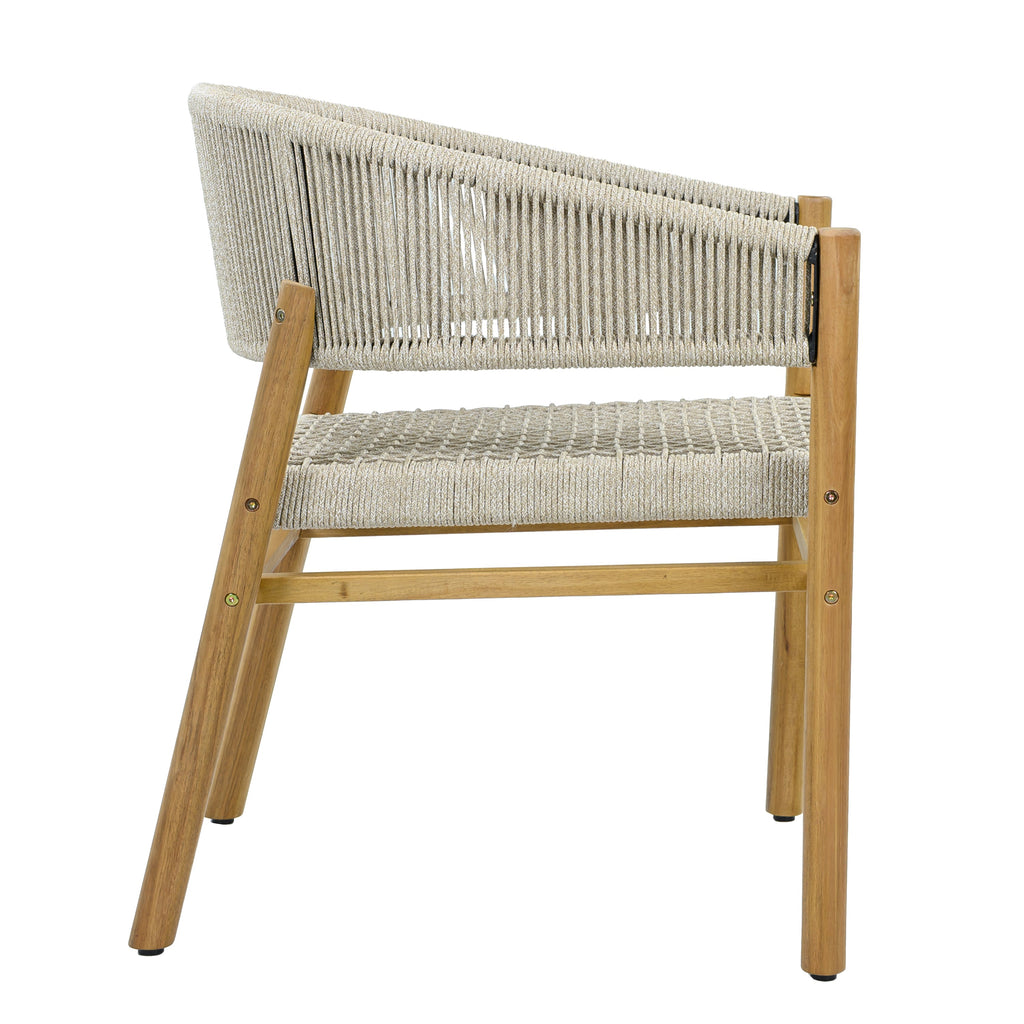 2-seat Woven Outdoor Chairs, Comfy Patio Seating with Elegant Teak Finish