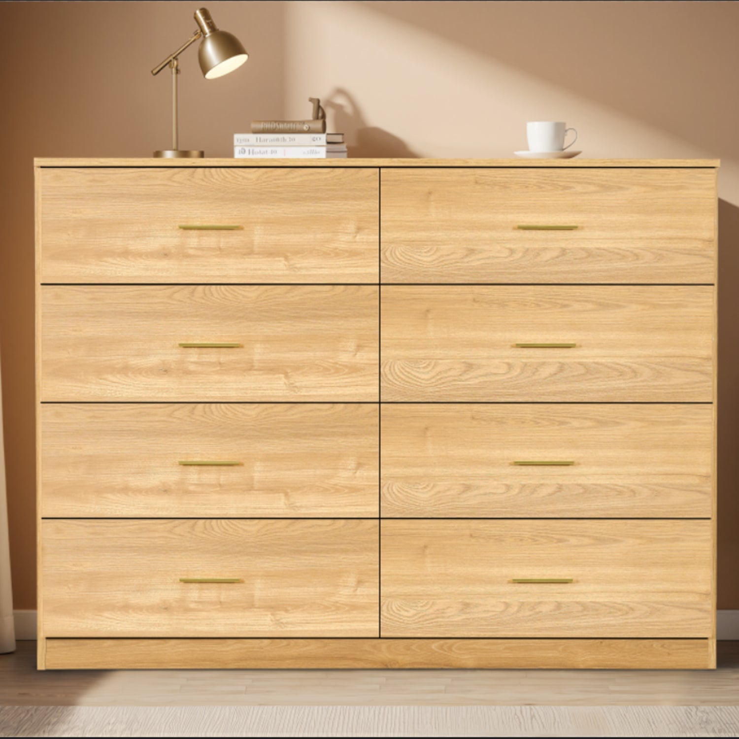 Modern Natural 8-Drawer Dresser for Bedroom