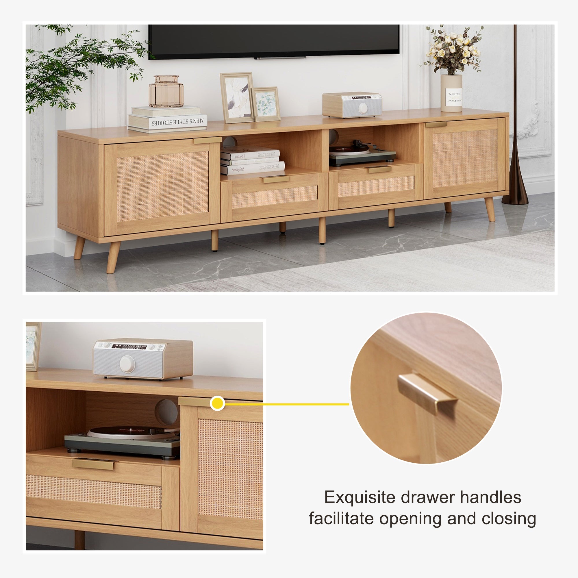 Modern Rattan TV Stand for TVs