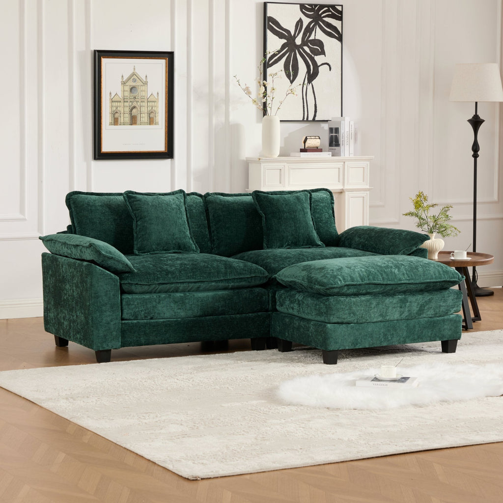 Modern Comfy Upholstered Seat Cushion Sectional Couch (Ottoman is Not Included)