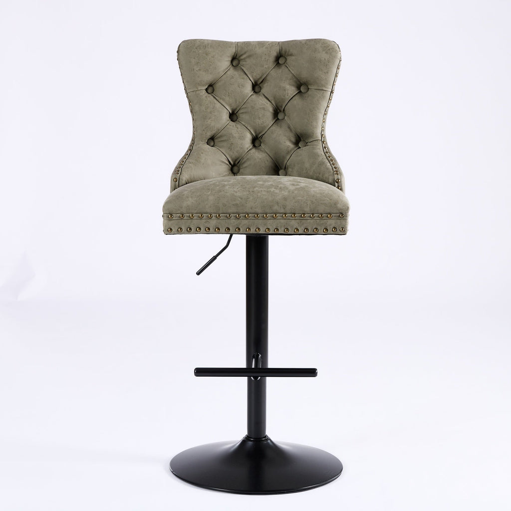 Aged and Retro PU Swivel Barstools Adjusatble Seat Height (Set of 2)