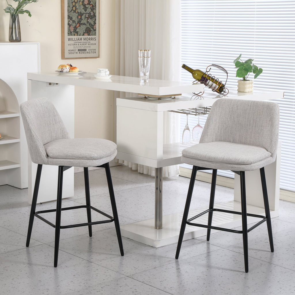Linen/PU 360° Swivel Barstools (Set of 2)