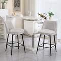Linen/PU 360° Swivel Barstools (Set of 2)