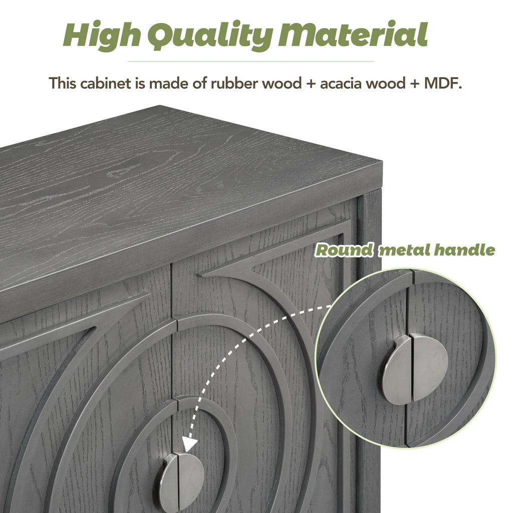 60" Circular Groove Design Sideboard Door for Living Room