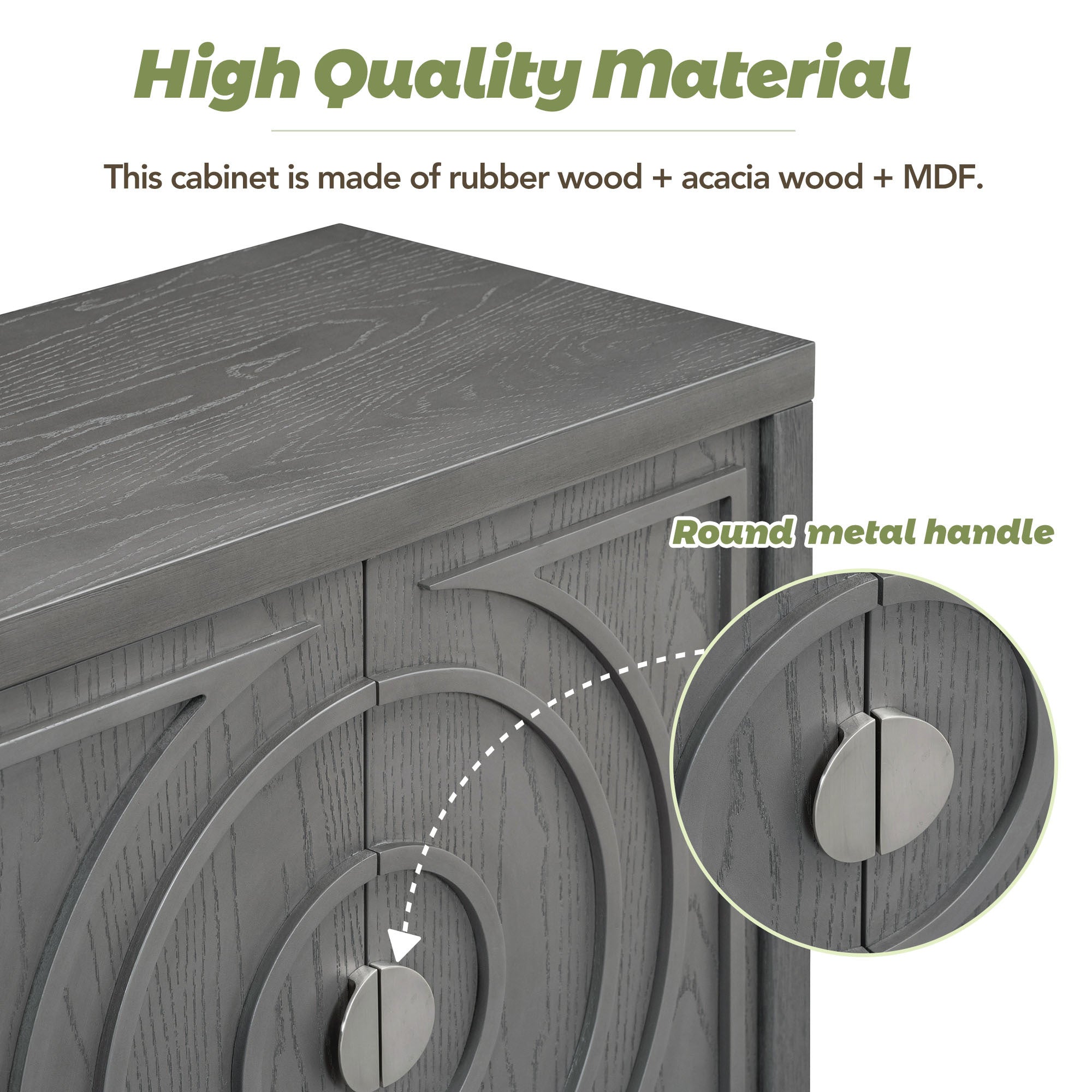 60" Circular Groove Design Sideboard Door for Living Room