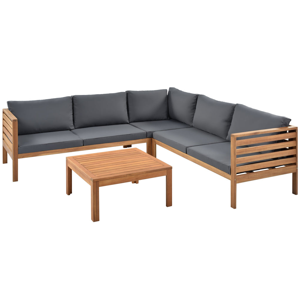 Acacia wood outdoor sofa set UV resistant water resistant cushions durable metal frame ideal patio garden outdoor living
