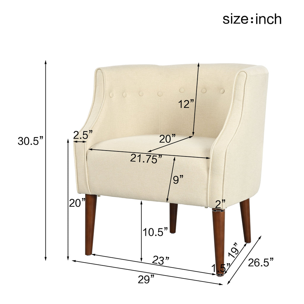 Modern Club Chair with Button-Tufted Back and Tonal Piping