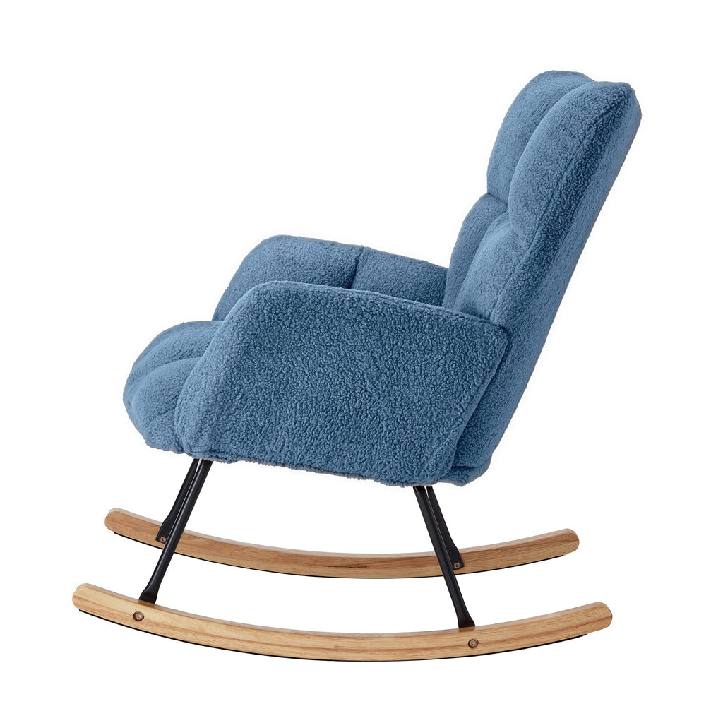 Tufted Upholstered Teddy Fabric Glider Rocking Chair