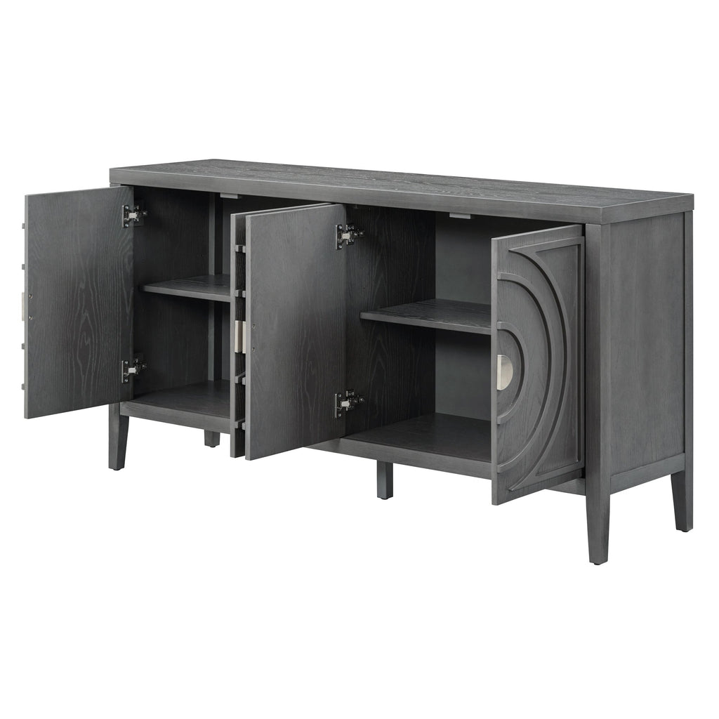 60" Circular Groove Design Sideboard Door for Living Room