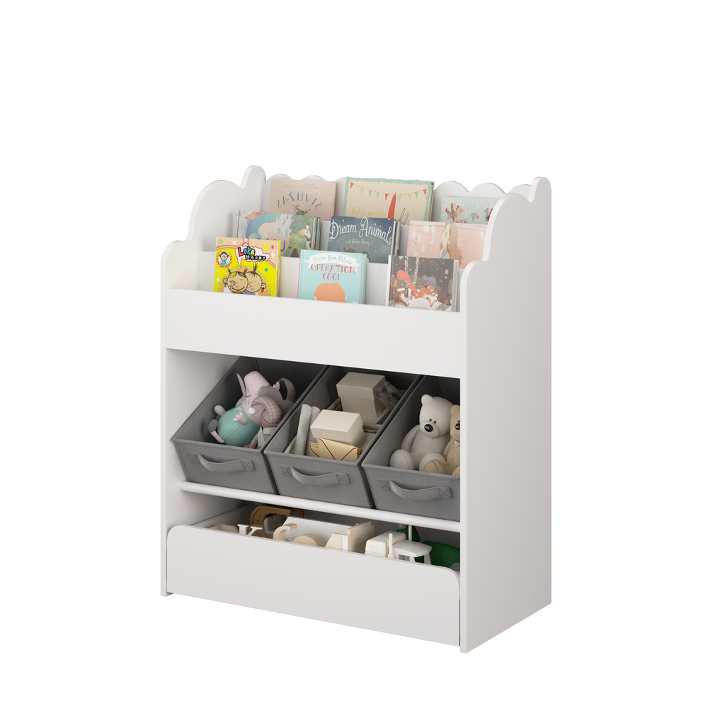 Multi-Functional Kids Wooden Book Organizer for Toddlers