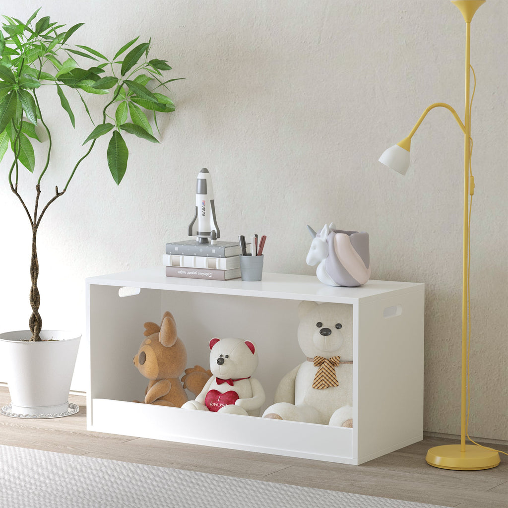 White Wooden Open Toy Storage Box for Kids