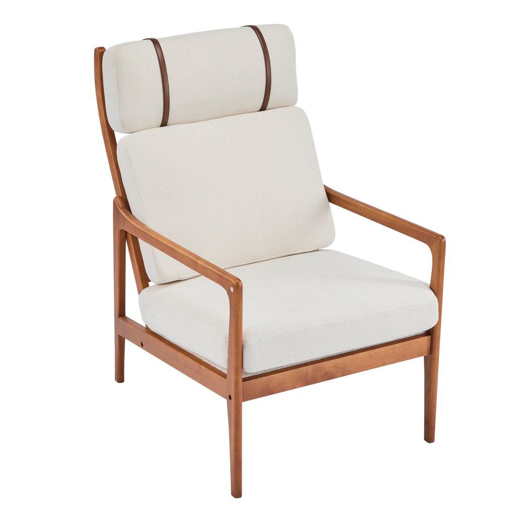 Modern Solid Wood Frame Ergonomic Accent Armchair with High Back