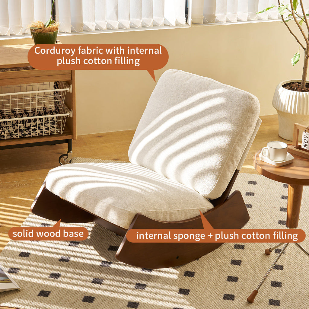Corduroy Glider Rocking Chair with Solid Wood Frame