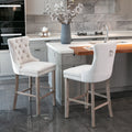 Contemporary Velvet Upholstered Barstools with Button Tufted Decoration (Set of 2)