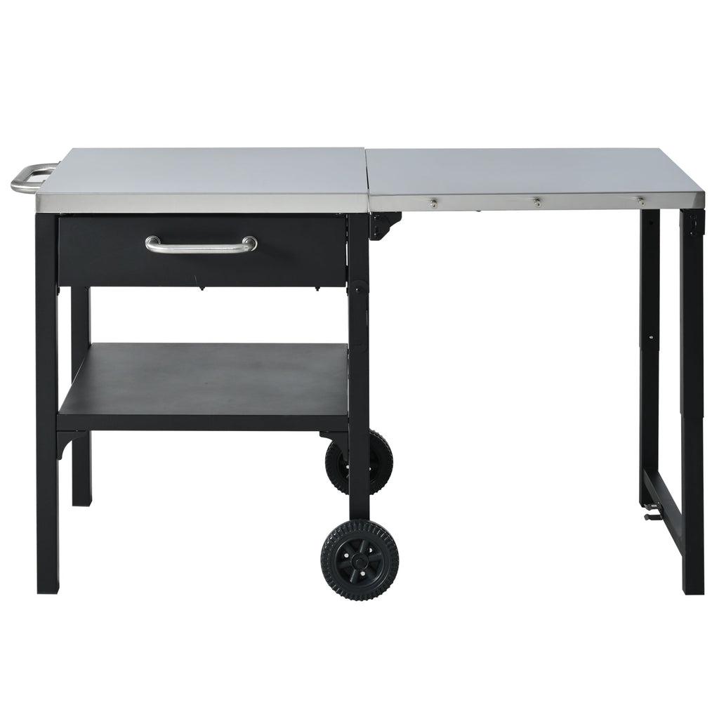 Foldable BBQ cart with storage, portable for backyard & patio cooking