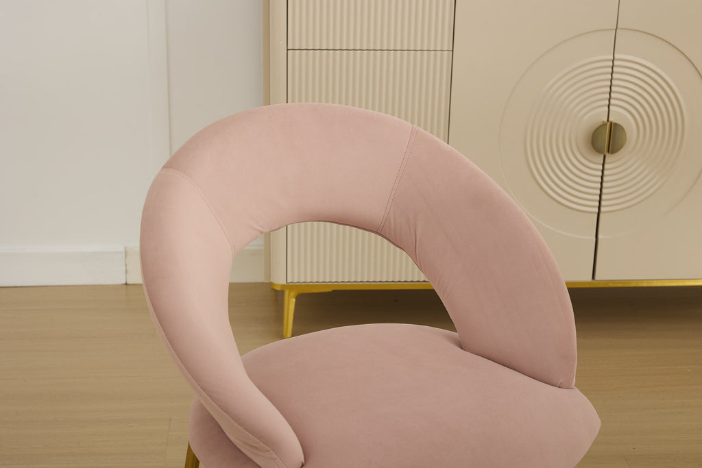 Velvet/Teddy Fabric Dining Chairs with Curved Backrest