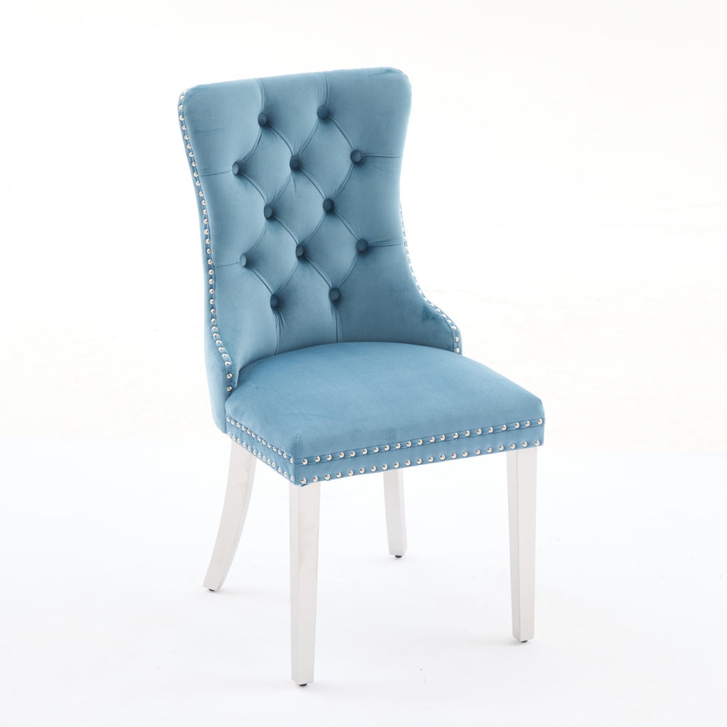 Modern High-end Tufted Solid Wood Velvet Dining Chairs (Set of 2)