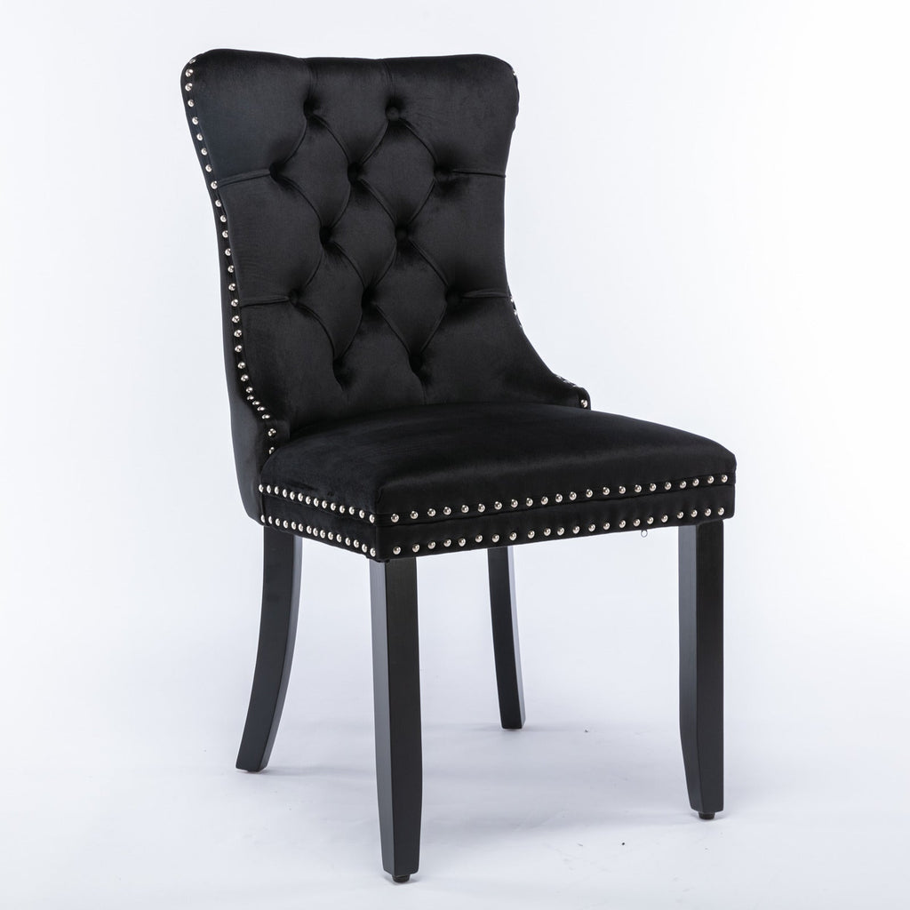 Modern High-end Tufted Solid Wood Velvet Dining Chair(Set of 2)