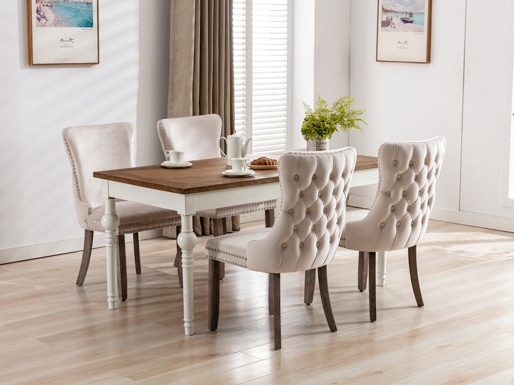 Modern Velvet Upholstered Wing-Back Dining Chairs (Set of 2)