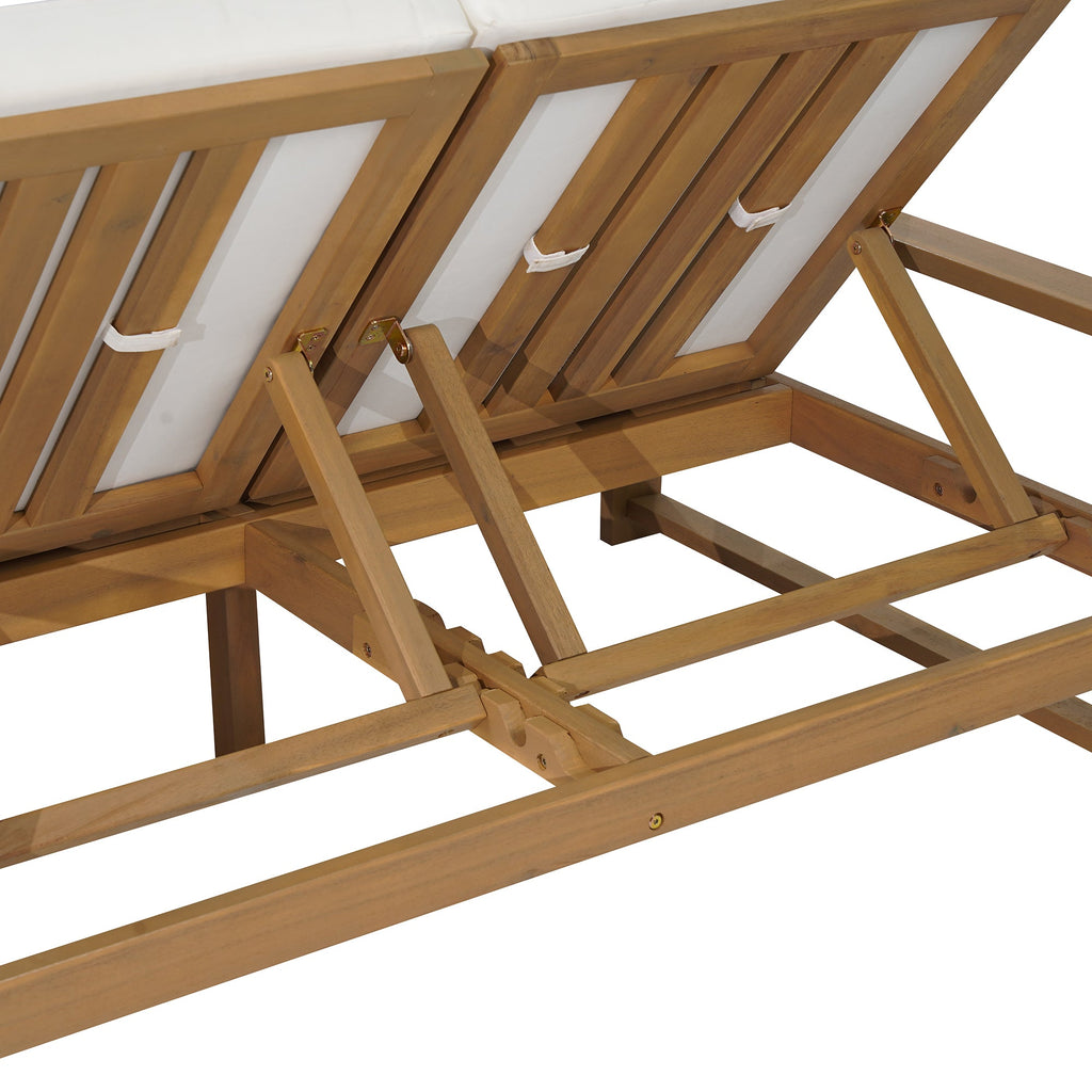 Double chaise lounge 5 position adjustable backs cushioned ideal for patio poolside relaxation