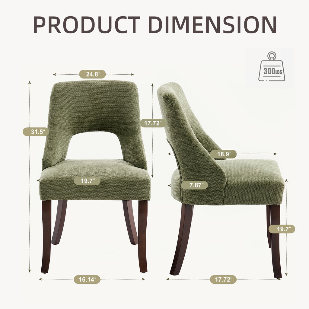 Chenille Elegant Tufted Club Dining Room Chairs (Set of 2)