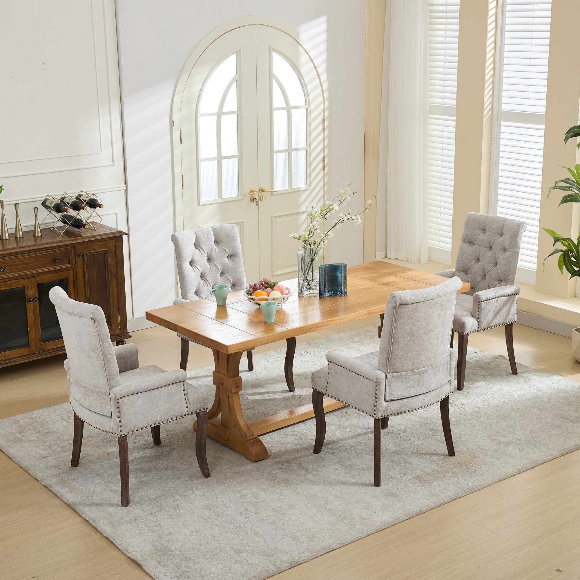 Elegant Upholstered Chenille Fabric Accent Dining Chair