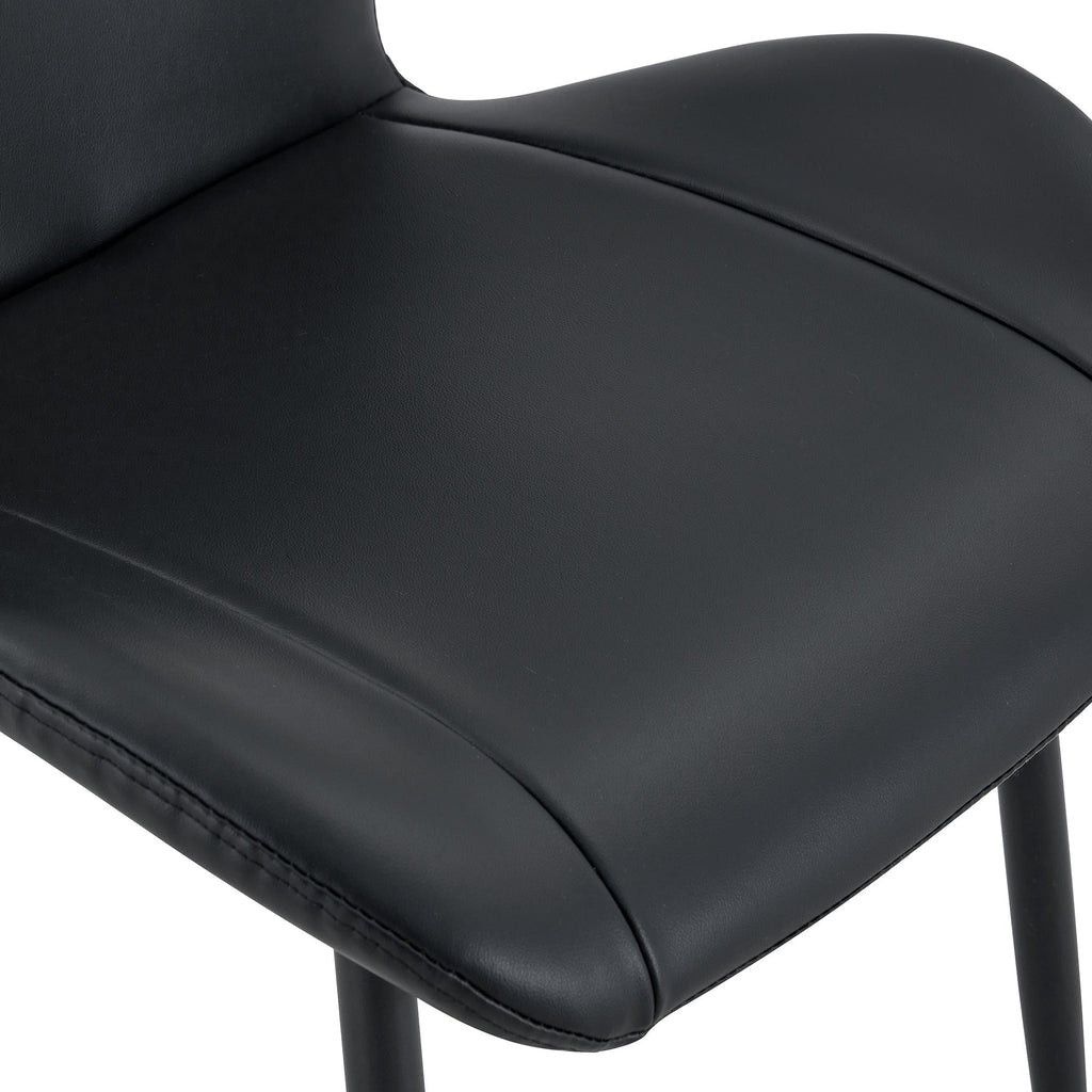 Set of 4 Fabric Dining Chairs Black Metal Frame Wide Cushioned Comfortable