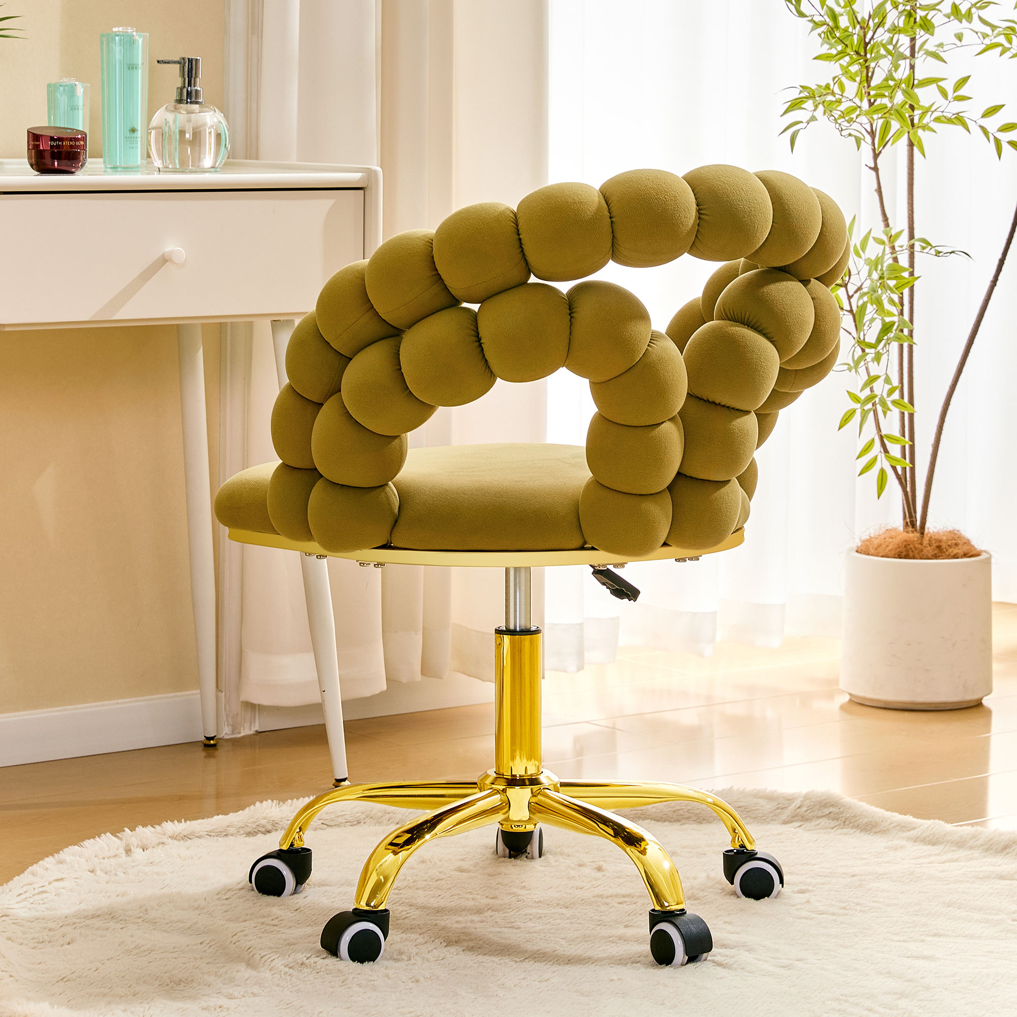 Coloful Modern Velvet Adjustable Swivel Desk Chair with Bubble Back