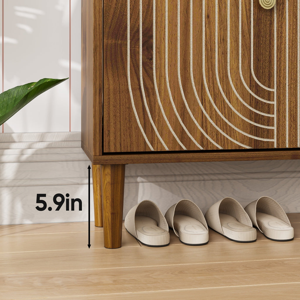 Modern Minimalist Shoe Storage Cabinet with 2 Flip Drawers