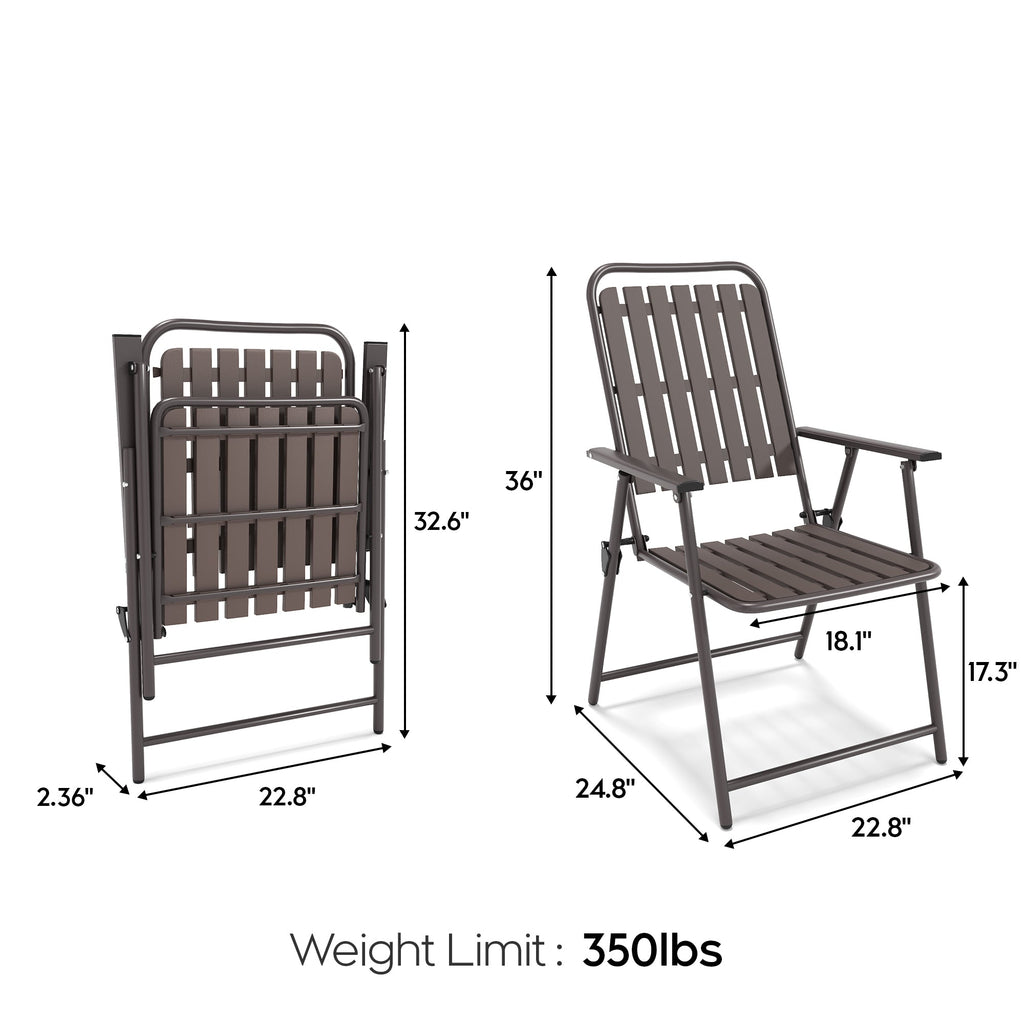 2-Piece Folding Chair 350lb Capacity Rust-Resistant Stain-Proof for Balcony Garden