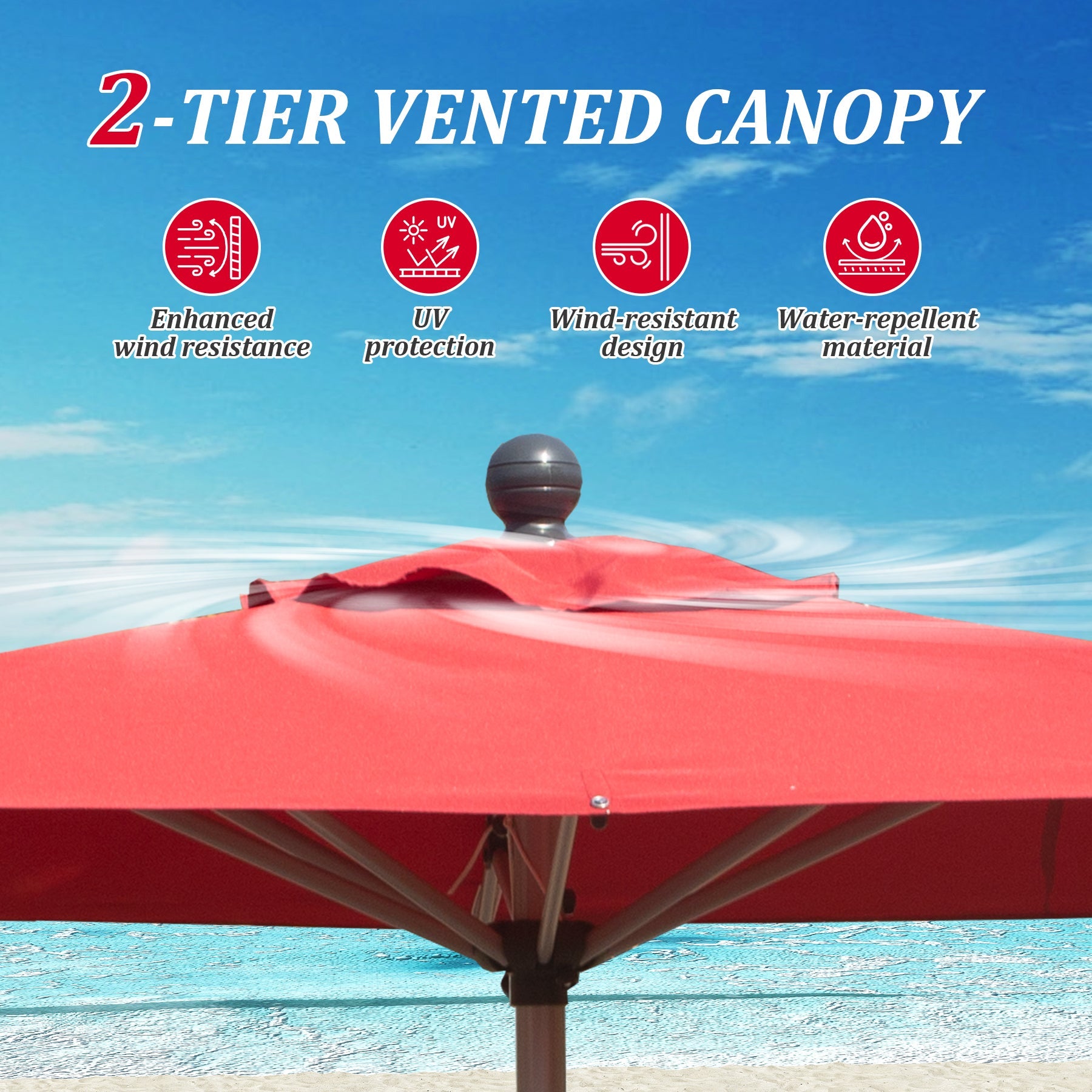 10ft Rectangle Patio Umbrella with Crank Lift and Tilt Function (Base Not Included)