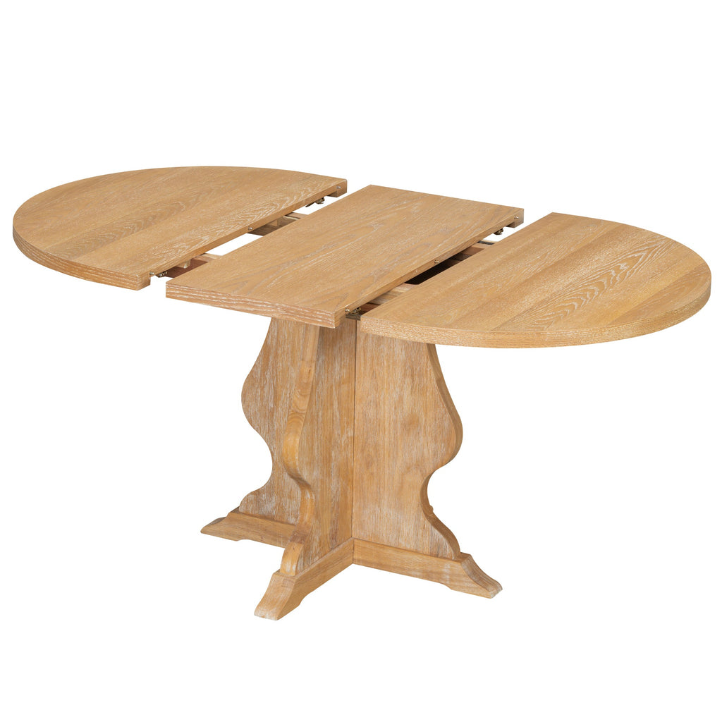 5-Piece Farmhouse Extendable Dining Table Set with 4 Upholstered Chairs