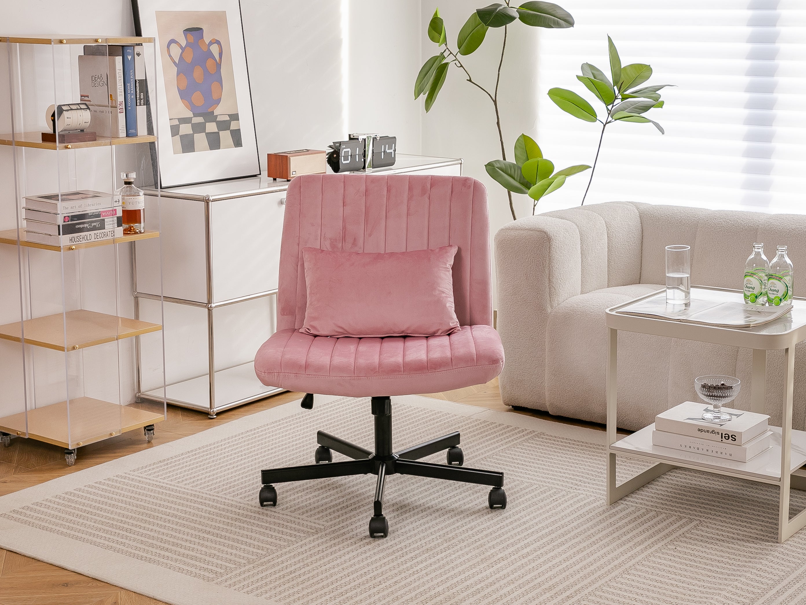 Criss Cross Armless Office Chair with Wheels