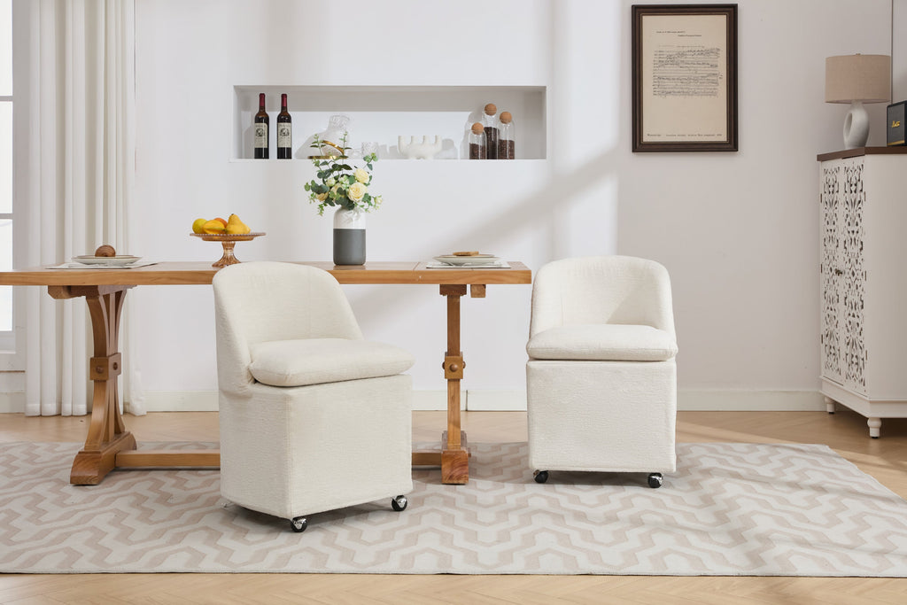Chenille Fabric Dining Chairs with Universal Wheels