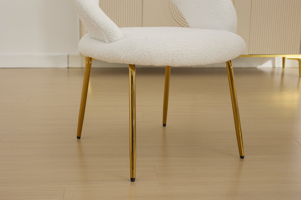 Velvet/Teddy Fabric Dining Chairs with Curved Backrest