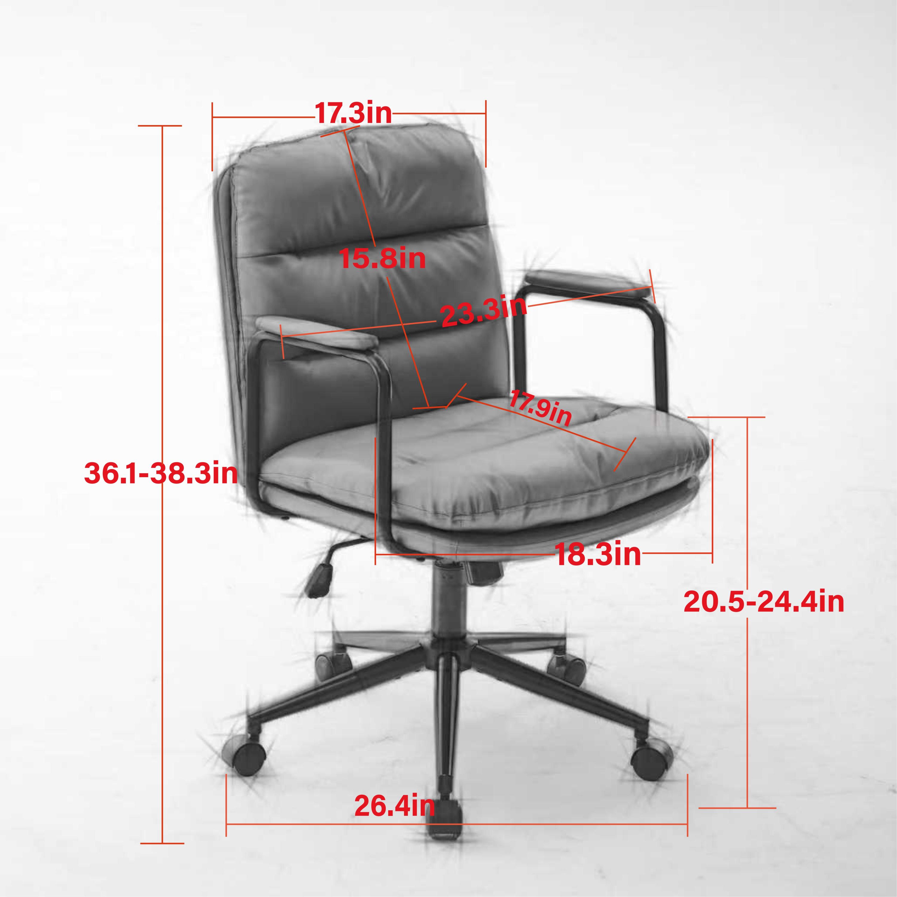 Mid Back Home Office Ergonomic PU Leather Computer Rolling Swivel Chair