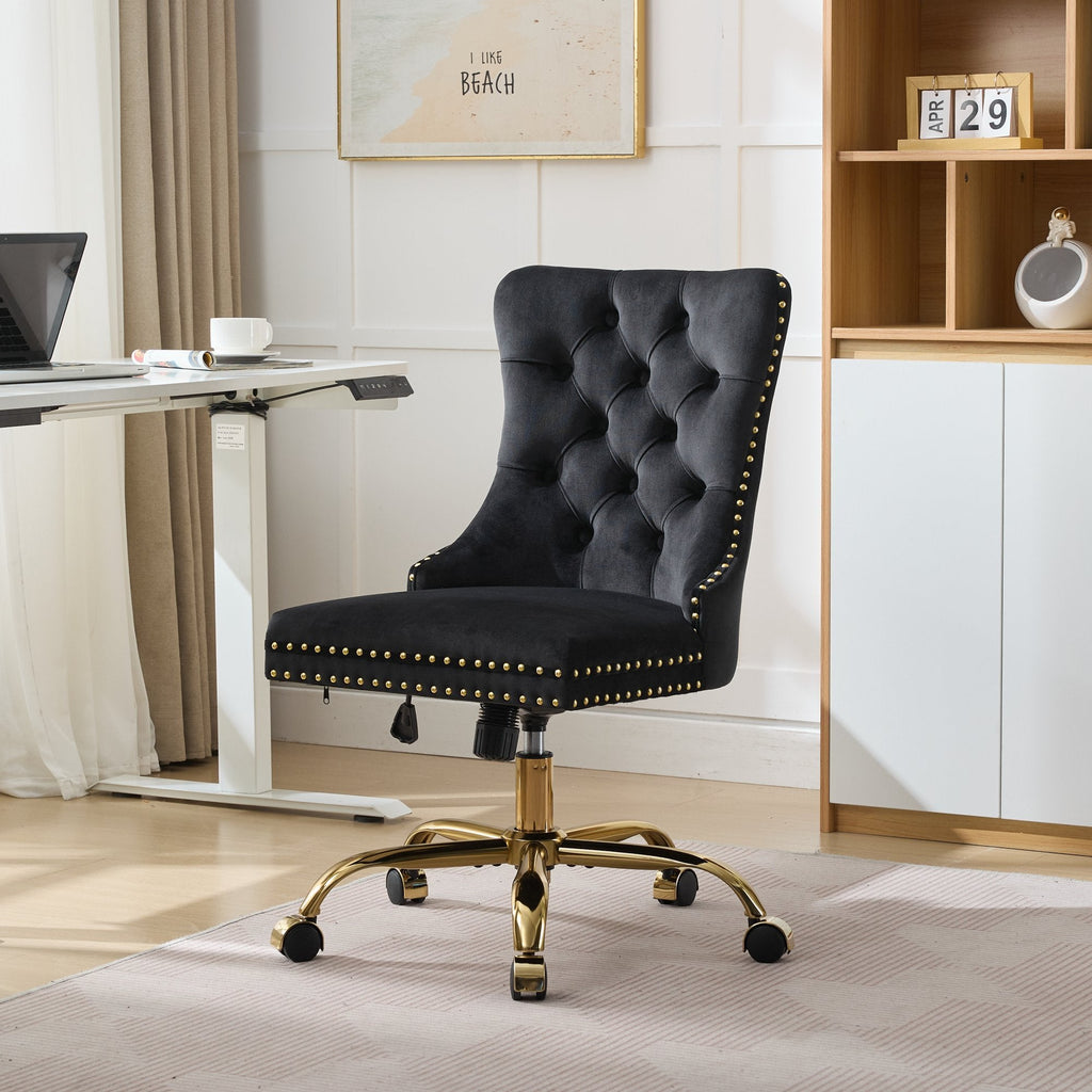 Modern Velvet Upholstered Tufted Button Home Office Chair