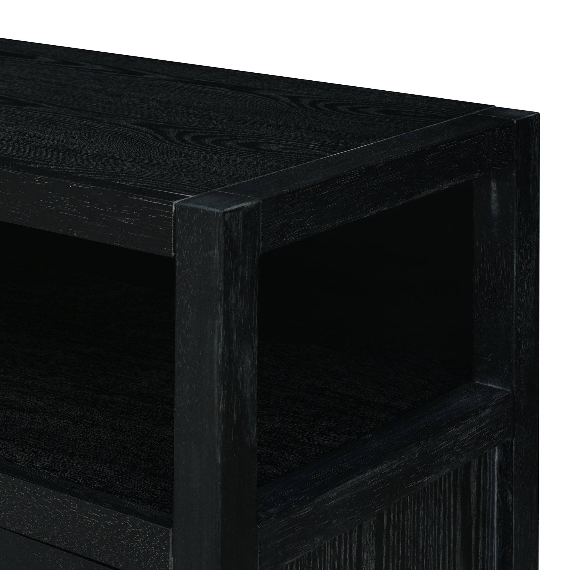 Bohemian Style Rattan Storage Cabinet with 3-position Adjustable Shelves