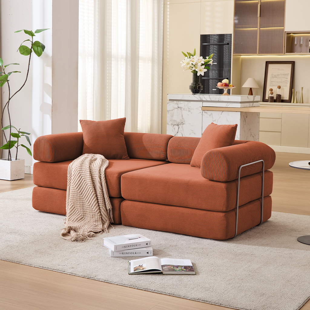 2 Seat Convertible Couch Folding Mattress Couch Sofa Bed