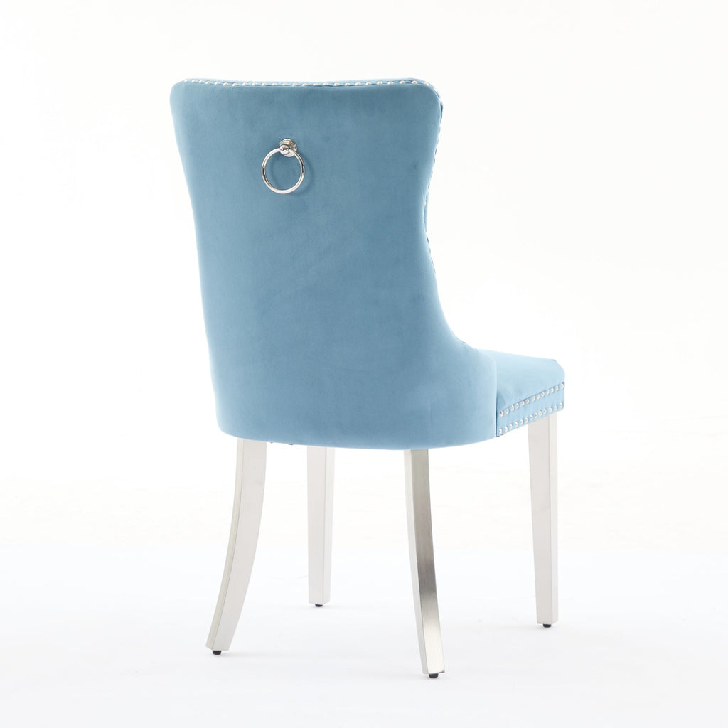 Modern High-end Tufted Solid Wood Velvet Dining Chairs (Set of 2)
