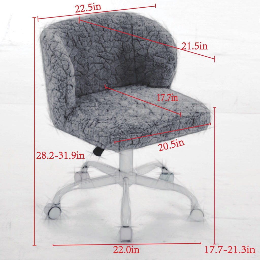 Artificial Rabbit Hair Adjustable Office Chair with Metal Base