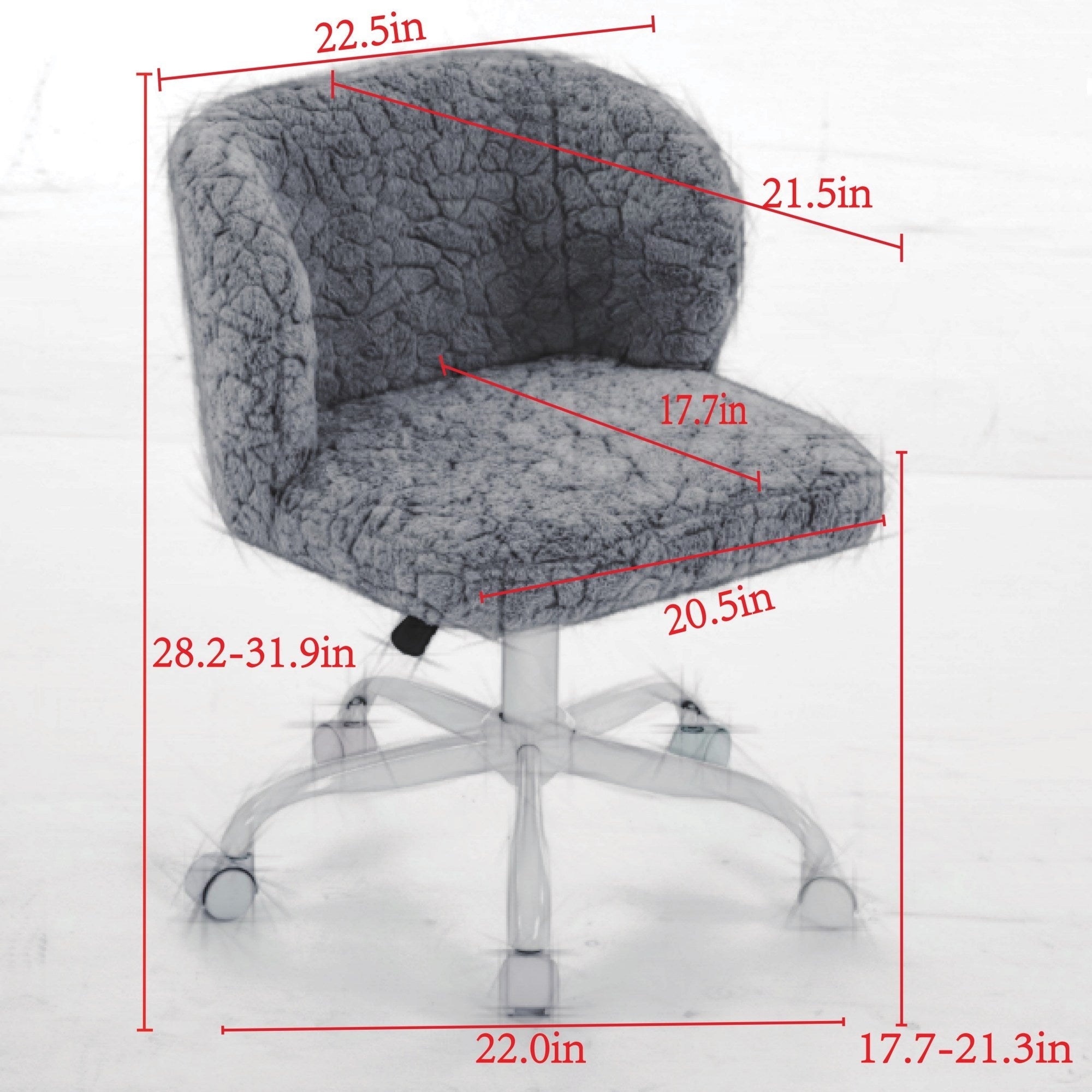 Artificial Rabbit Hair Adjustable Office Chair with Metal Base