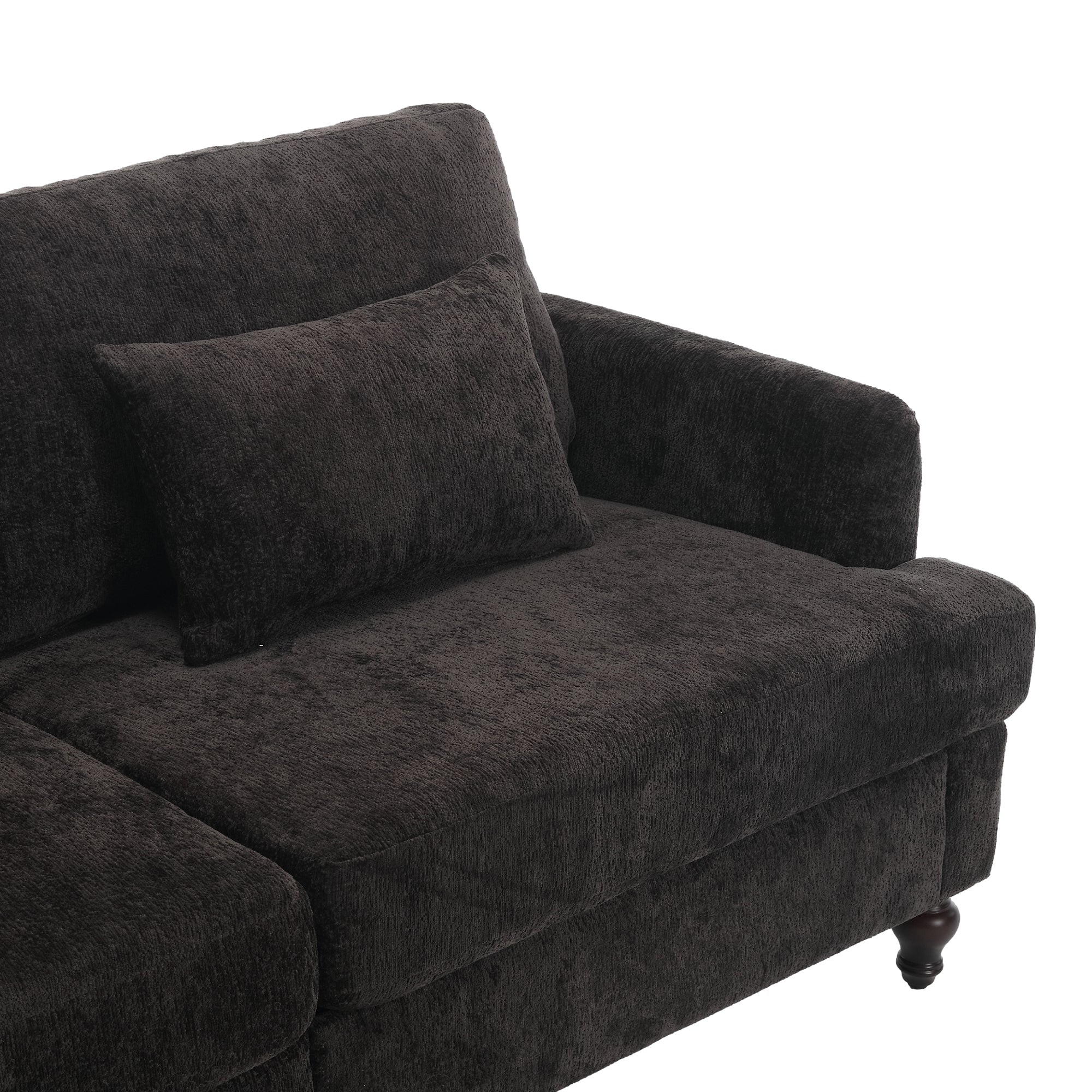 Mid Century Modern Chenille Fabric Loveseat Sofa