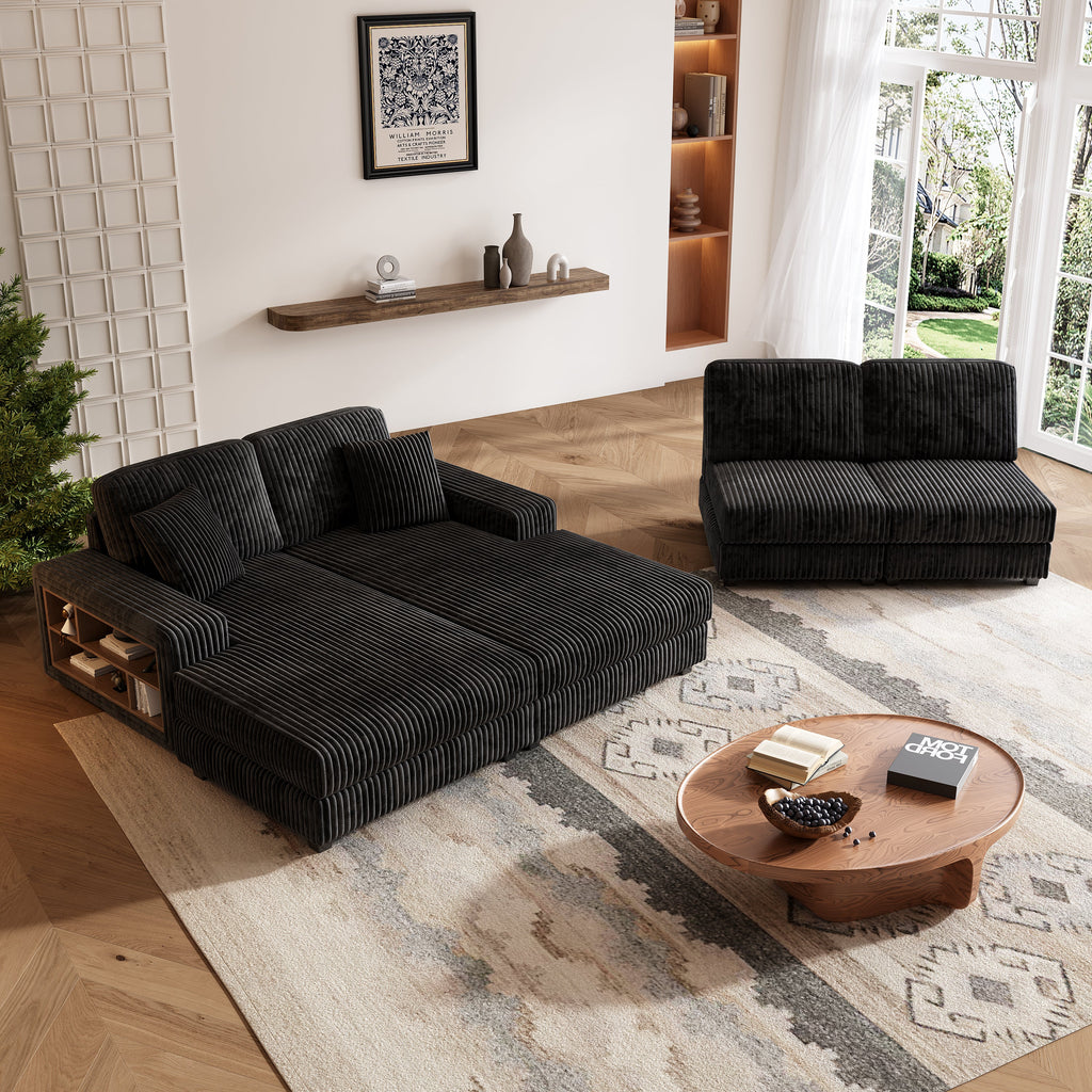 Convertible Sleeper Sectional Sofa with Storage