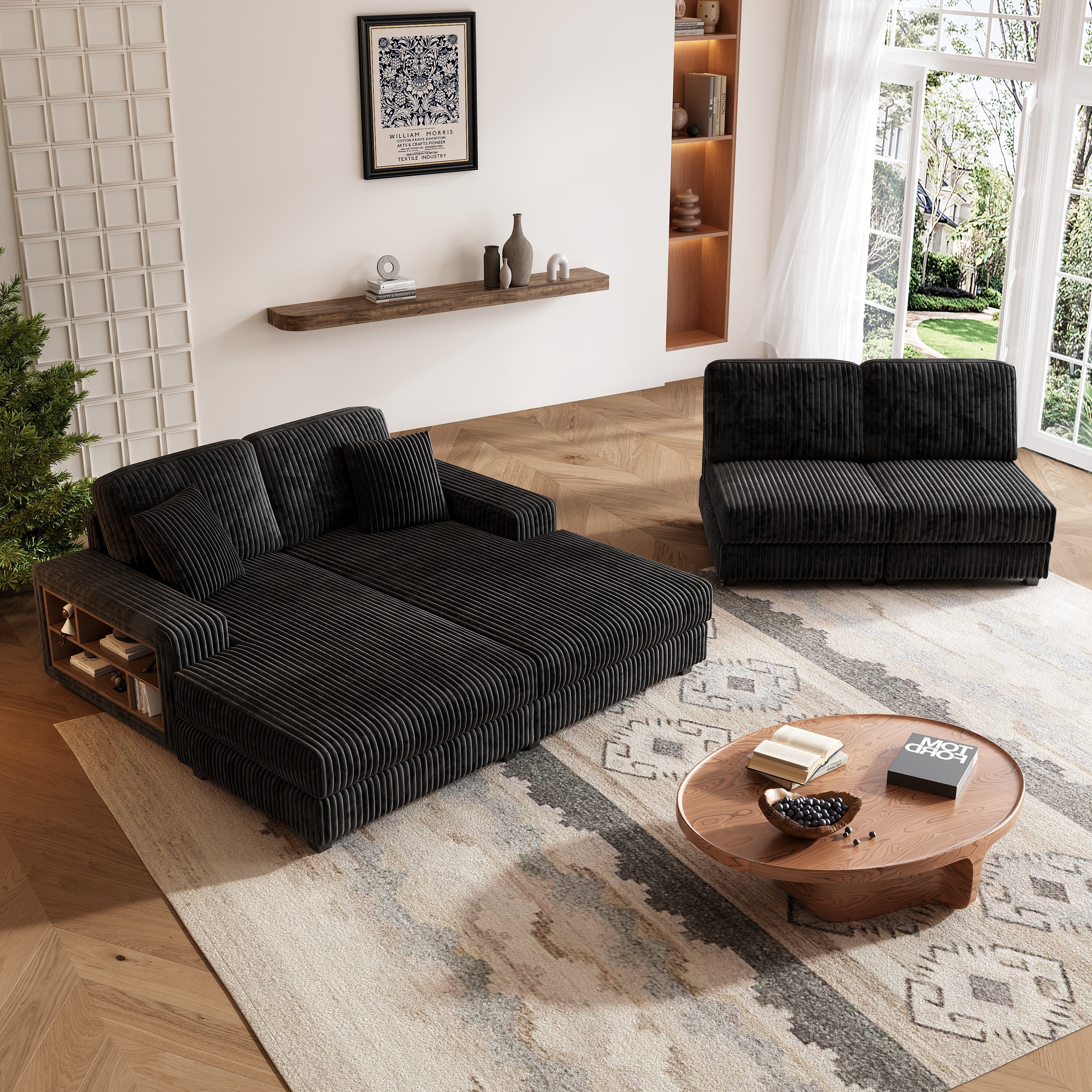 Convertible Sleeper Sectional Sofa with Storage
