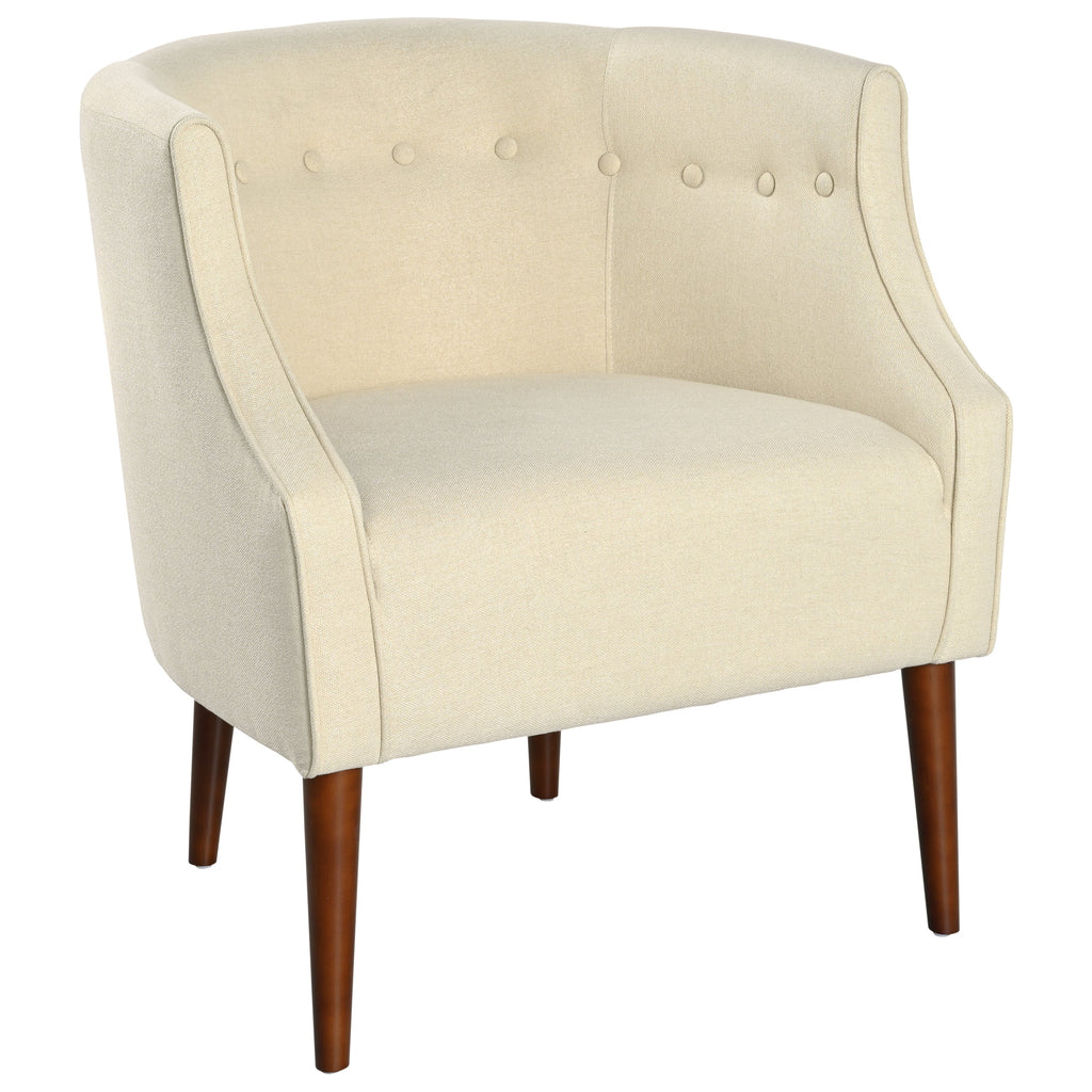 Modern Club Chair with Button-Tufted Back and Tonal Piping