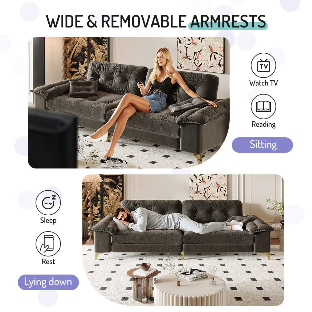 104.7 ' Modern 4-Seat Cloud Sofa with Wide Removable Armrests